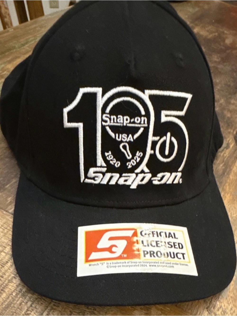 Snap on Black 105th Anniversary Embroidered Cap